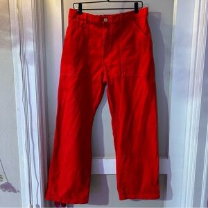 Big Bud Press work pants in firetruck red, Size L w elastic waistband in back.